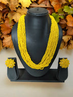 Inhanns Vibrant Handmade 20 Layers Beaded Necklace With Matching Earrings - Yellow | Grocsy