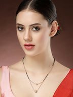 NVR Women's Rose Gold CZ Stone-Studded & Beaded Layered Mangalsutra | Grocsy