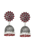 Mominos Fashion Johar Kamal Kundan Work Jhumka With Maroon Beads