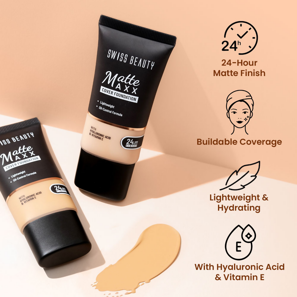 Swiss Beauty Matte Maxx Cover Foundation - 1 Fair Warm | Grocsy