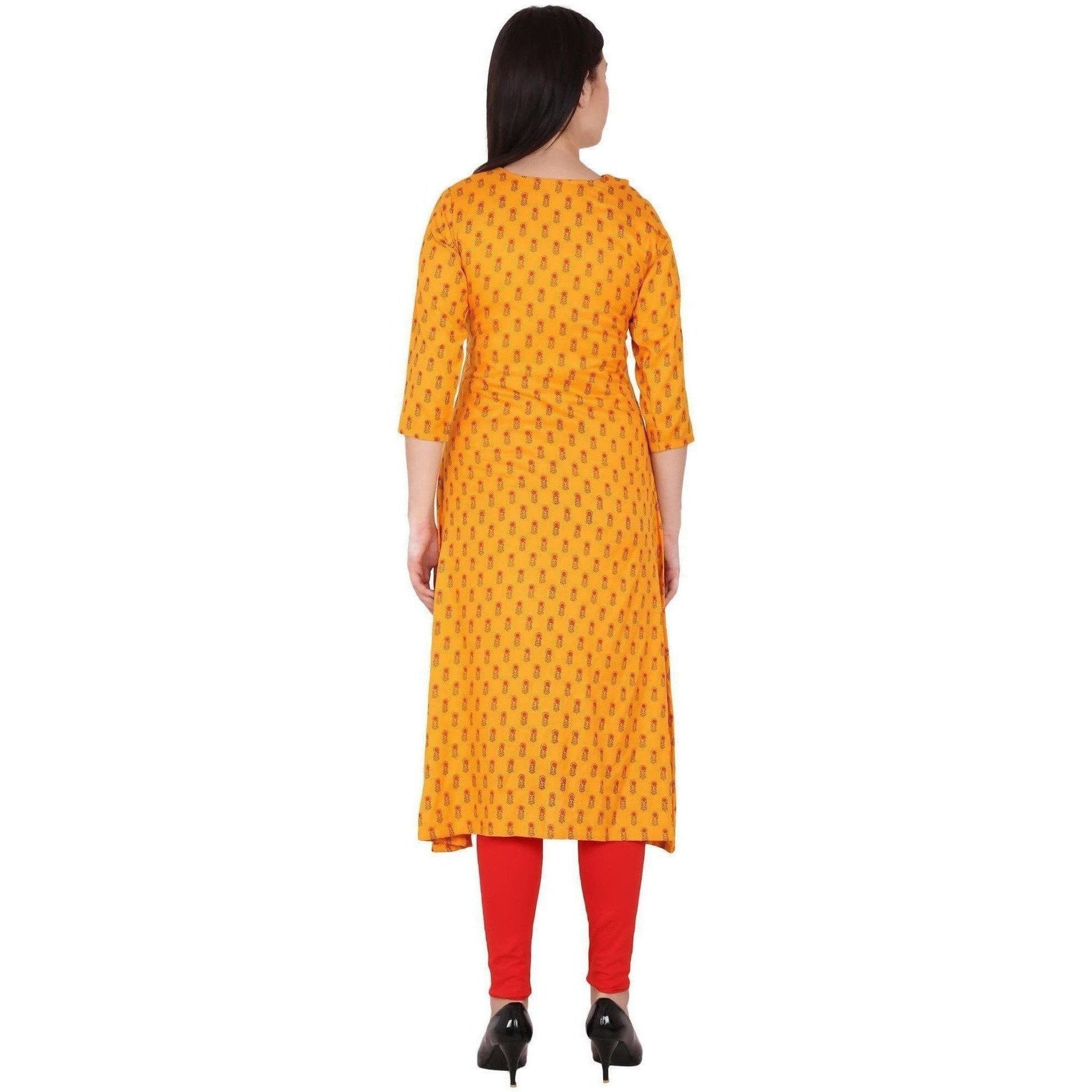 Kanoor Women's Multi Rayon A-Line Kurti | Grocsy