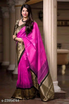 DEIANA'S Beautiful Designer Golden zari Soft Lichi Silk Saree - Pink | Grocsy