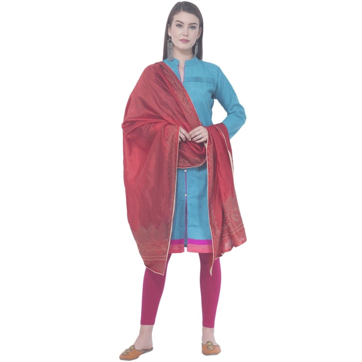 A R Silk Red Color Silk Siroski Silk Dupattas and Chunnis | Grocsy