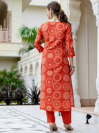 The52 Orange Women's Gorgeous Rayon Embroidered Straight Kurta with Pant And Dupatta Set | Grocsy