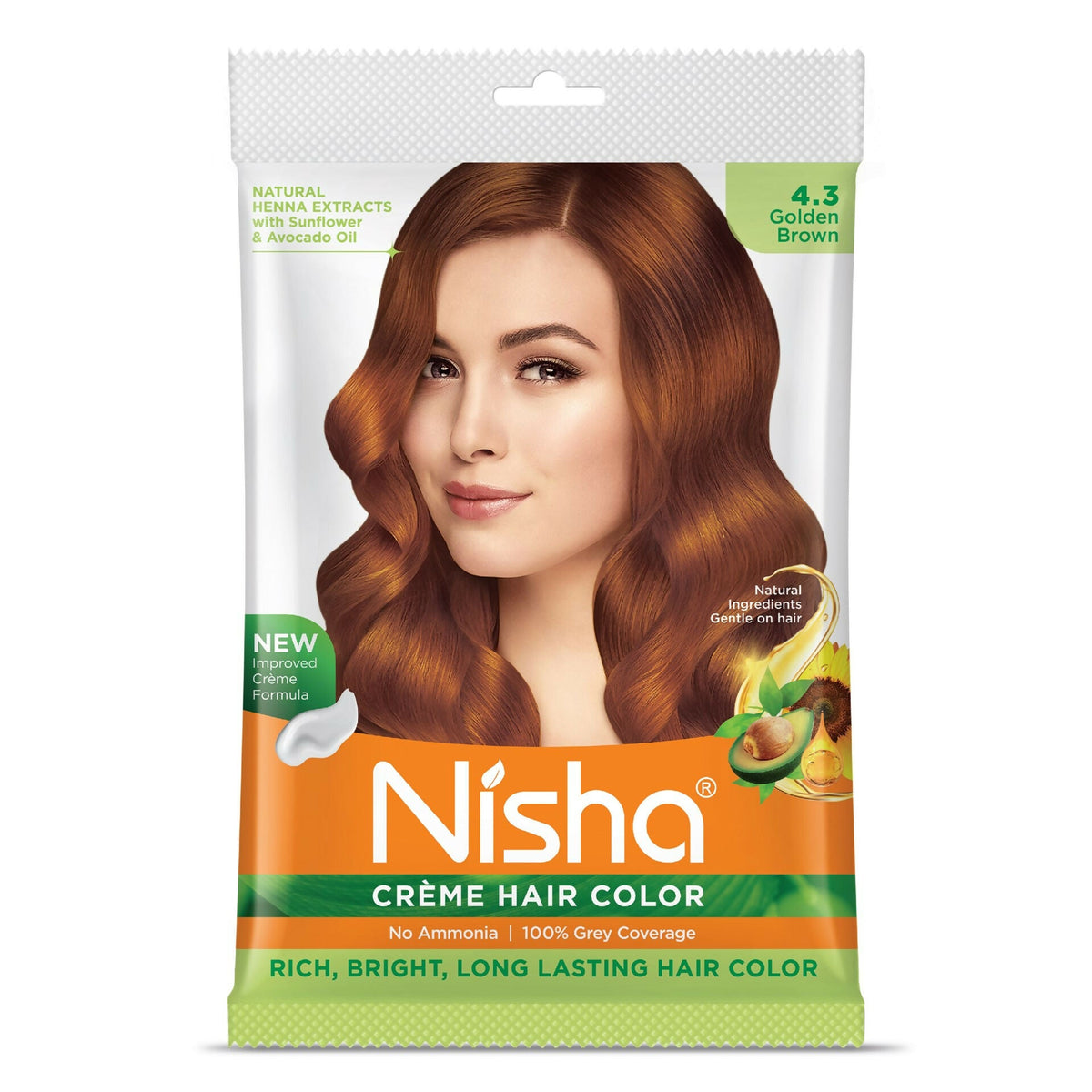 Nisha Creme Hair Color for Women - Golden Brown | Grocsy