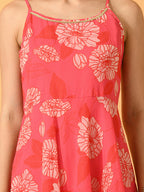 Myshka Women's Pink Fit and Flare Party Dress | Grocsy
