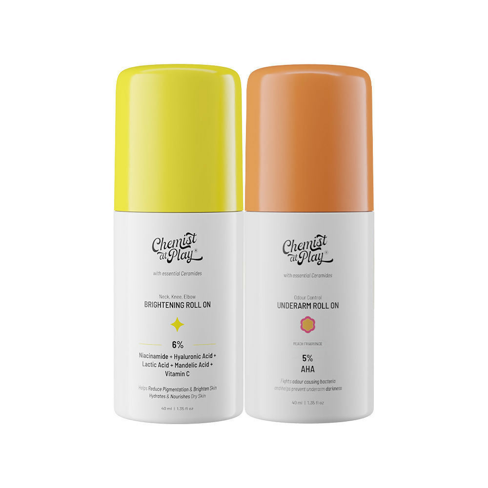 Chemist At Play Neck, Knee & Elbow Brightening + Peach Under-Arm Roll-On Combo | Grocsy