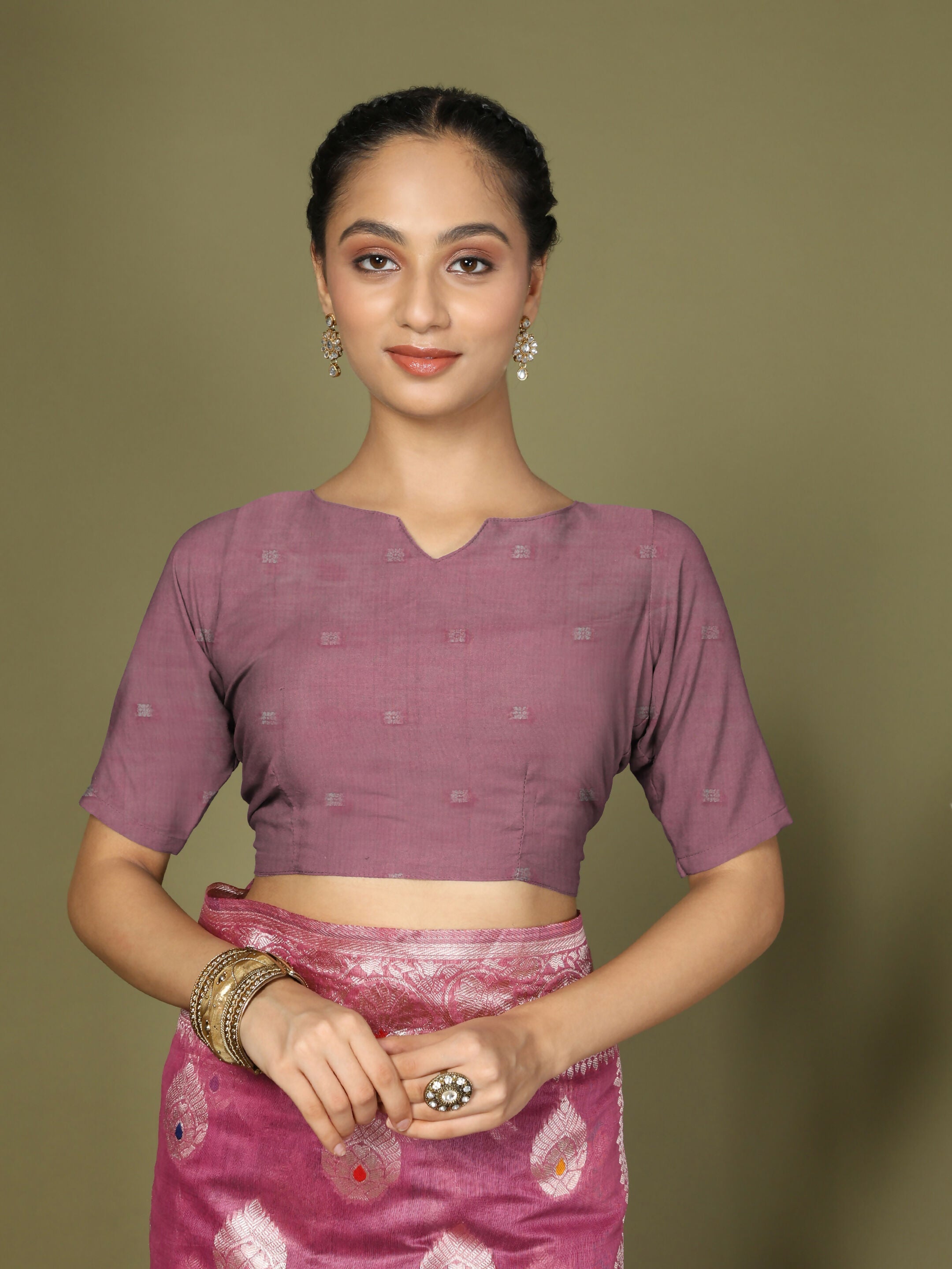 Shree Shyam Fashion Linen Cotton Pink Saree | Grocsy