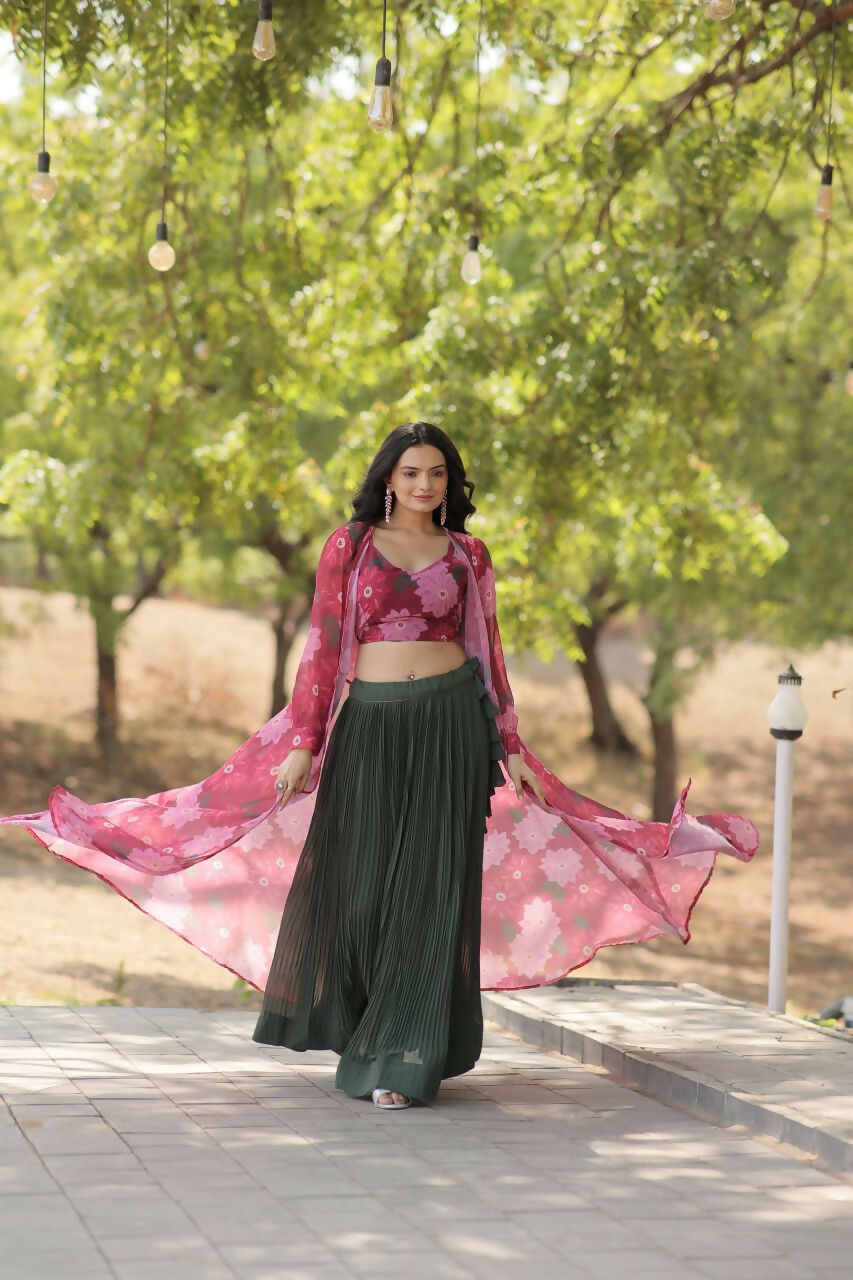 Vastranavya Latest Fancy Party Wear Lehenga Choli With Shrug - Pink | Grocsy