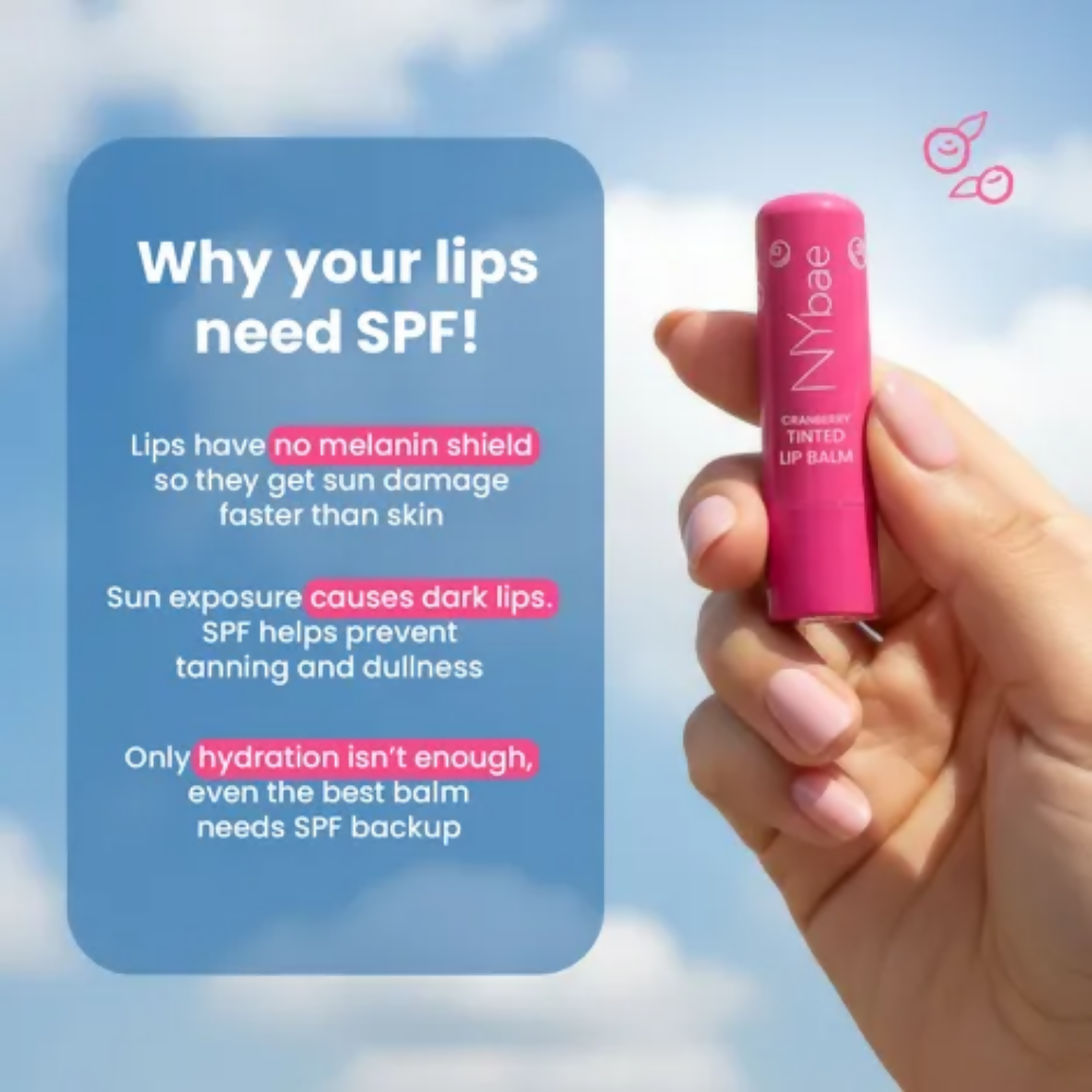 NY Bae Cranberry Tinted Lip Balm with SPF 22 Rich Berry Pink Tint | Grocsy