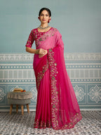 Teeya Creation New Exclusive Wedding Wear Georgette Saree-Pink | Grocsy
