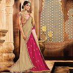 Pink Raw Silk Thread Zari And Sequins Embroidery Semi-Stitched Lehenga Saree - Mohmanthan Dezzy | Grocsy
