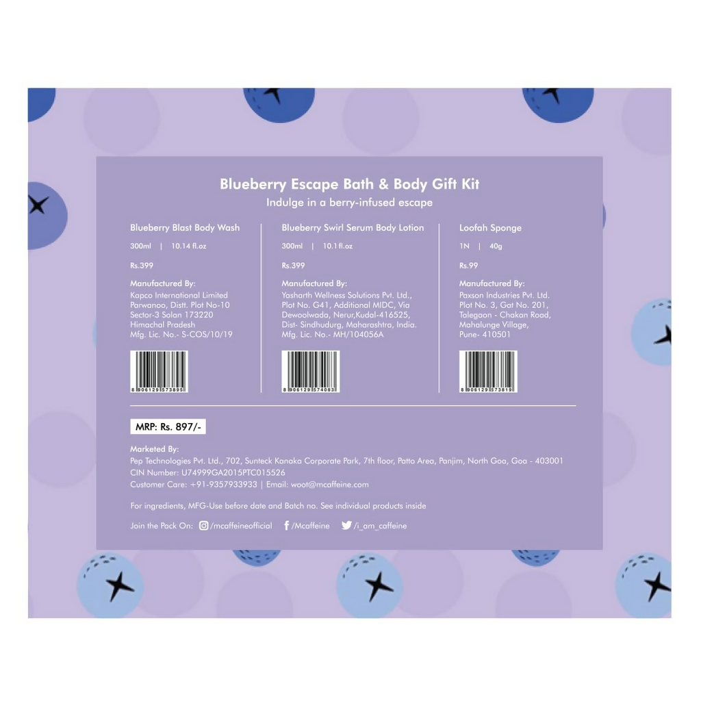 mCaffeine Blueberry Escape Bath & Body Gift Kit Set | Grocsy