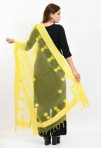 Mominos Fashion Moeza Women's Orgenza All Over Chikan Work Lemon Yellow Dupatta | Grocsy