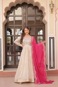 Joban Fashion Pink Jacquard Sequence Embroidery Work Kurta Set | Grocsy