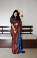 Arfa Fashion House Brick Dual Tone Silk Digital Printed Saree | Grocsy