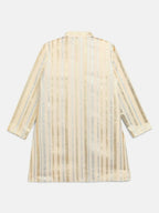 Ahalyaa Cream Crepe Foil Print Kids Kurta Churidar Set For Boys | Grocsy