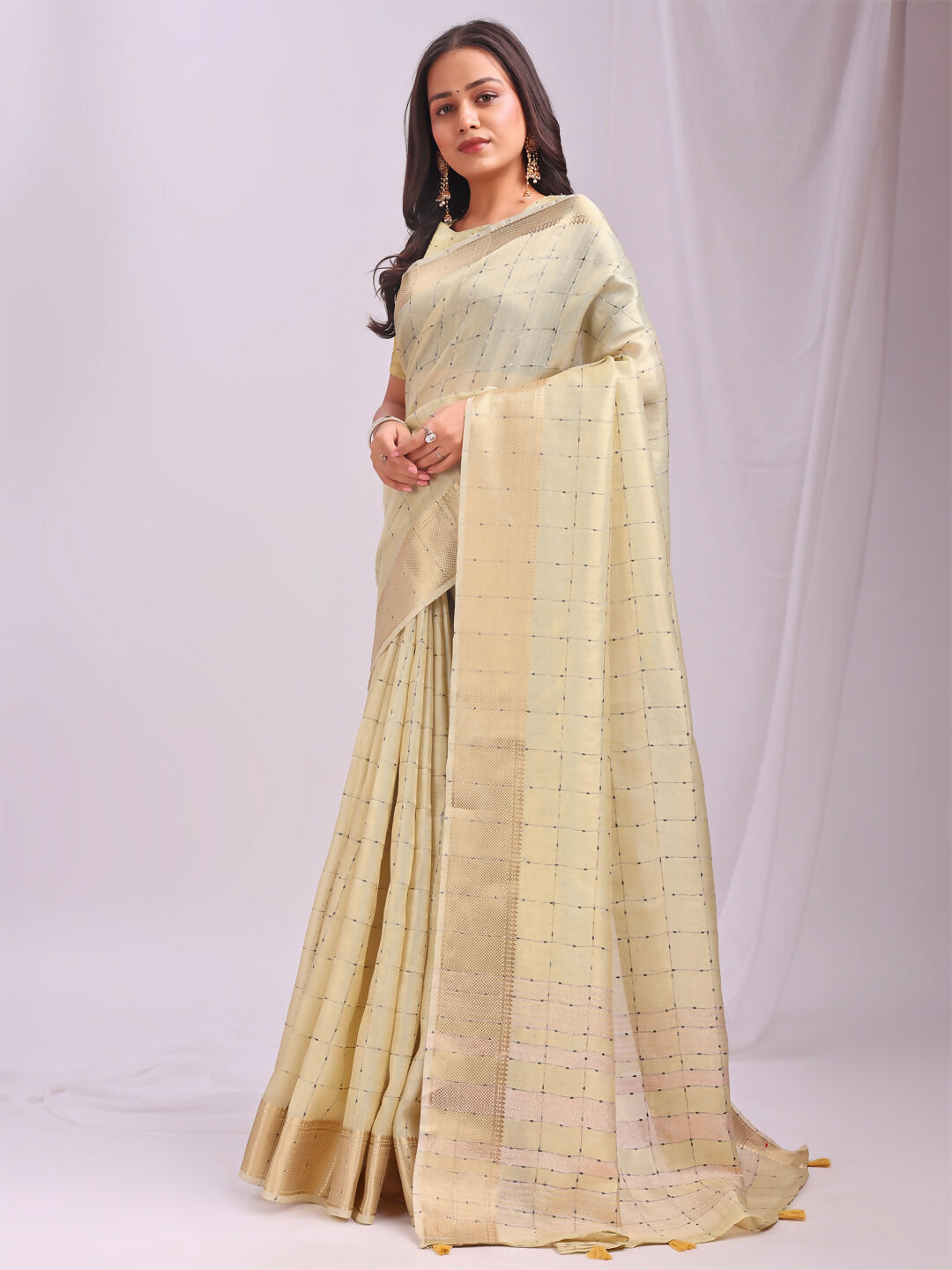 Shree Shyam Fashion Organza Gold Saree | Grocsy