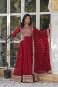 Joban Fashion Maroon Georgette Sequence Embroidery Work Kurta Set | Grocsy