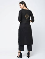 Aniyah Cotton Block Printed Latest Black Straight Kurta (AN-122K) | Grocsy