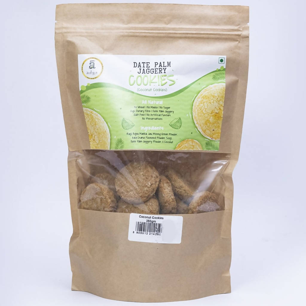 Adya Organics Date Palm Jaggery Coconut Cookies | Grocsy