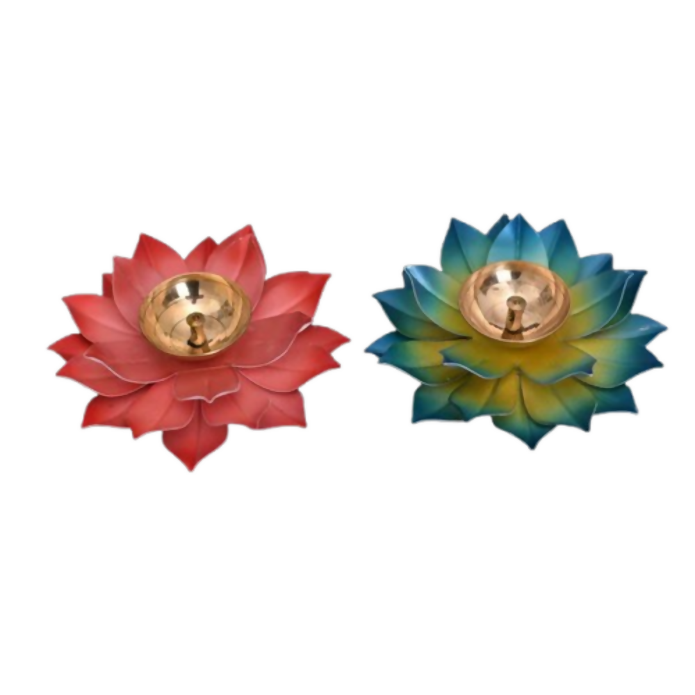 CraftVatika Kamal Diya Deepak Lotus Brass Diyas Oil Lamp Pooja | Grocsy