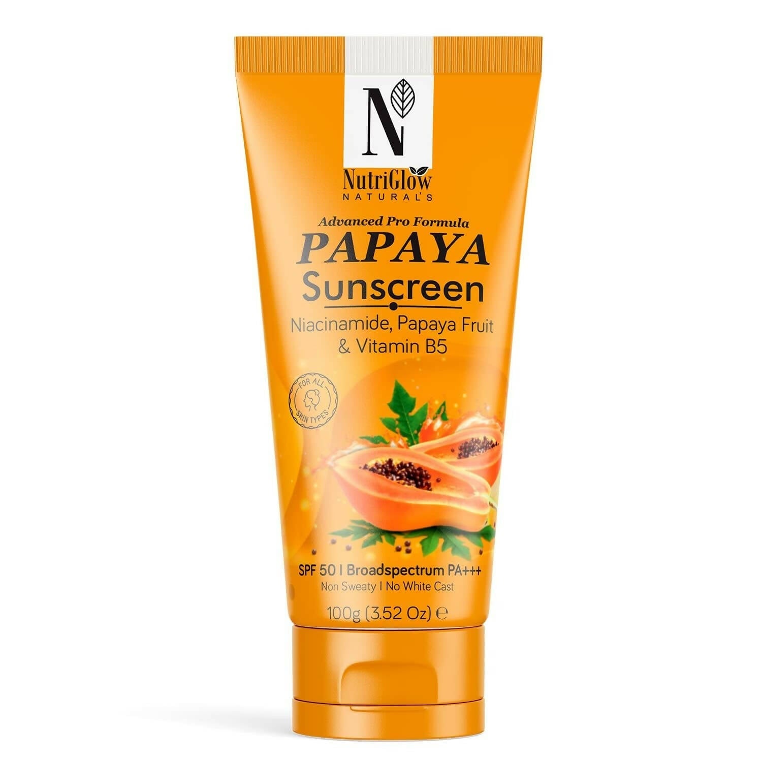 NutriGlow NATURAL'S Advanced Pro Formula Papaya Sunscreen SPF 50 PA+++ | Grocsy