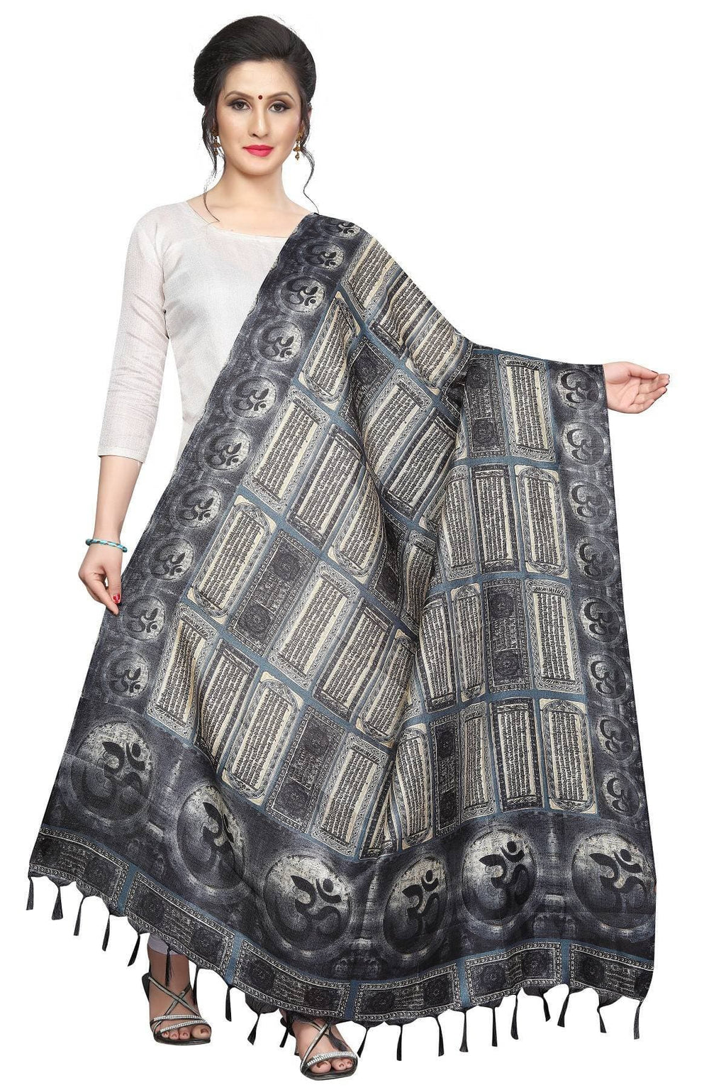 Vamika Trending Navy Printed Khadi Bhagalpuri Dupatta | Grocsy