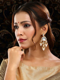 Ruby Raang 22k Gold Polished Kundan Earrings With Pearls | Grocsy