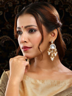 Ruby Raang 22k Gold Polished Kundan Earrings With Pearls | Grocsy