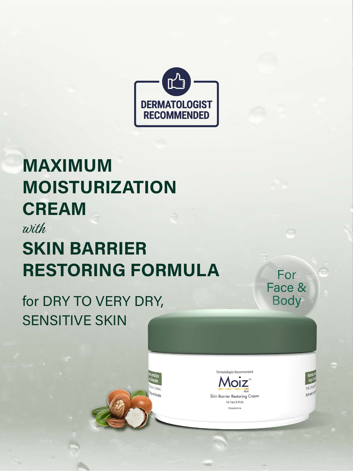 Moiz MM Skin Barrier Restoring Cream For Very Dry & Sensitive Skin, Shea Butter & Vitamin E | Grocsy