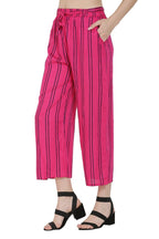 Asmaani Pink Color Rayon Fabric Stripped Palazzo | Grocsy