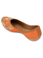 Desi Colour Women Indian Ethnic Footwear-Orange Dabka | Grocsy