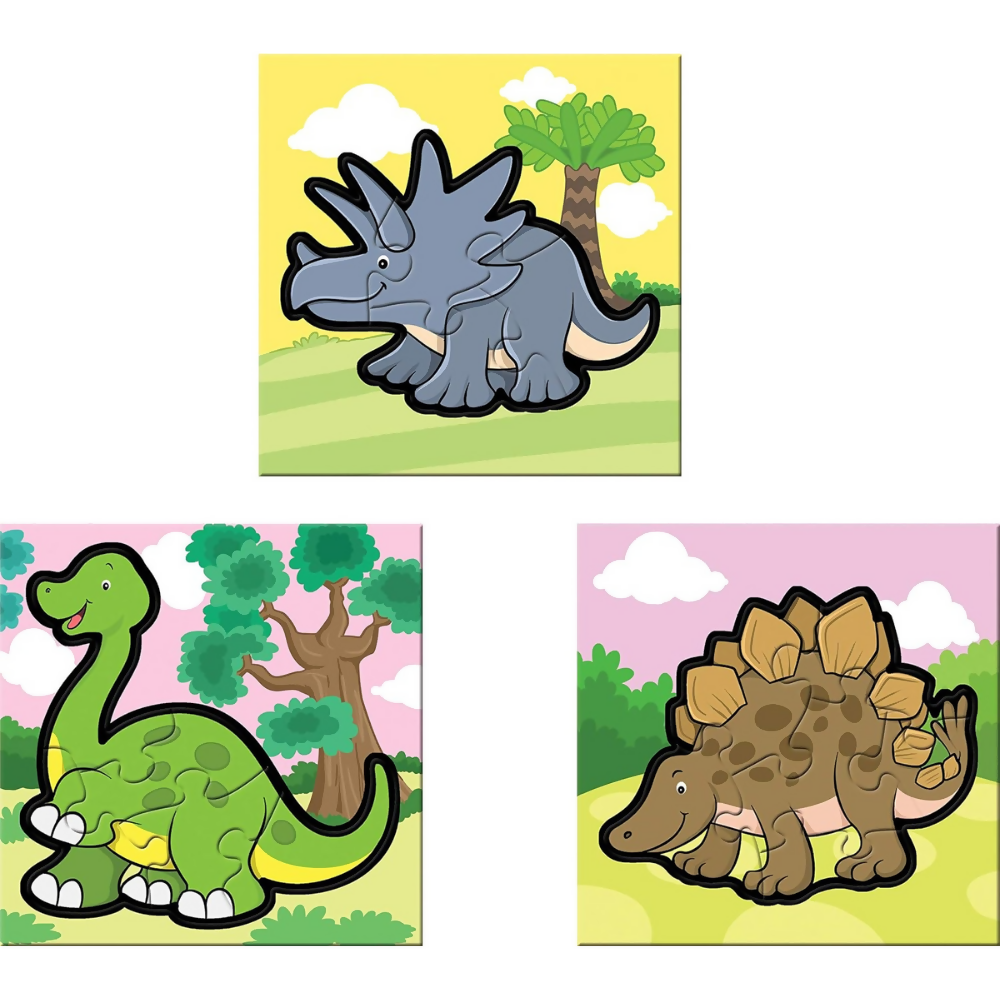 Frank Dinosaurs - A Set of 3 Jigsaw Puzzle for Kids | Grocsy