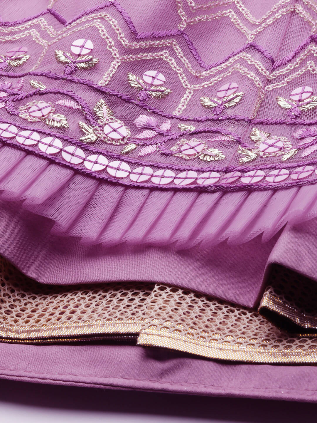 House of Panchhi Rose Gold Net Sequinse Work Lehenga & Blouse, Dupatta | Grocsy