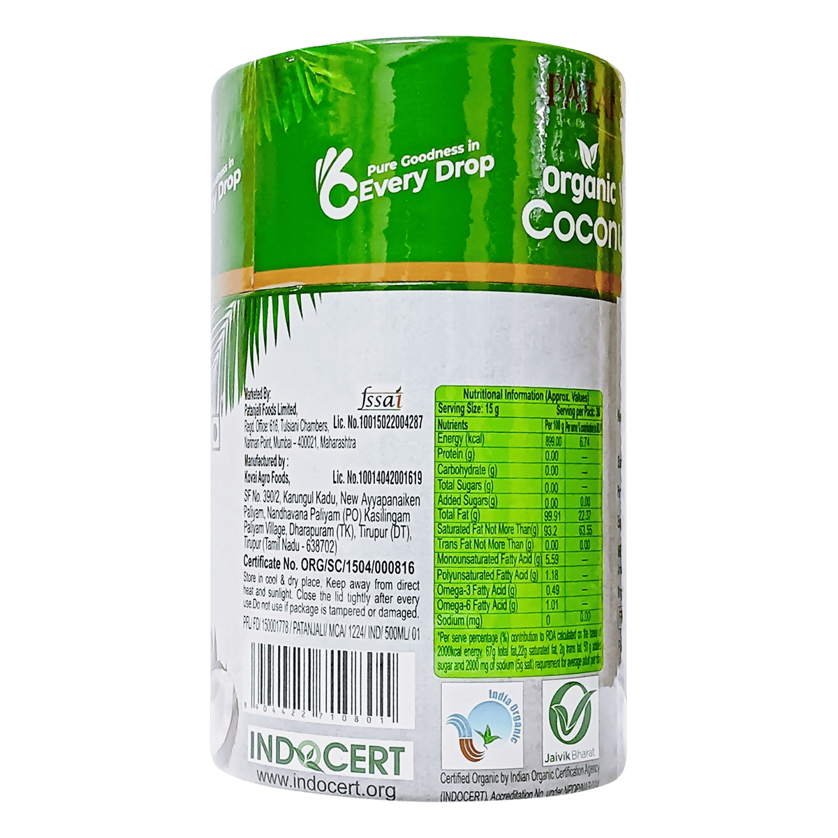 Patanjali Organic Virgin Coconut Oil Jar | Grocsy