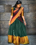 DEIANA'S Beautiful KanJivaram Silk Jari Lahengha Choli - Green | Grocsy