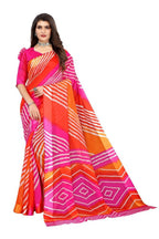 Vamika Pink and Orange Linen Satin Border Saree | Grocsy