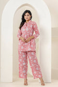 Kaajh Women's Pink Printed Cotton Co-ord Set | Grocsy
