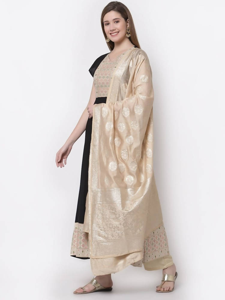 Myshka Black Color Rayon Embroidered Anarkali Kurta With Dupatta | Grocsy