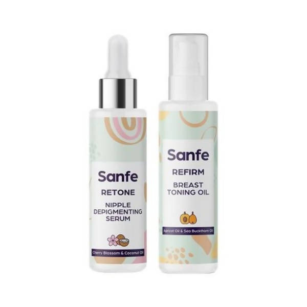 Sanfe Refirm Breast Toning Oil + Retone Nipple Depigmenting Serum Combo | Grocsy