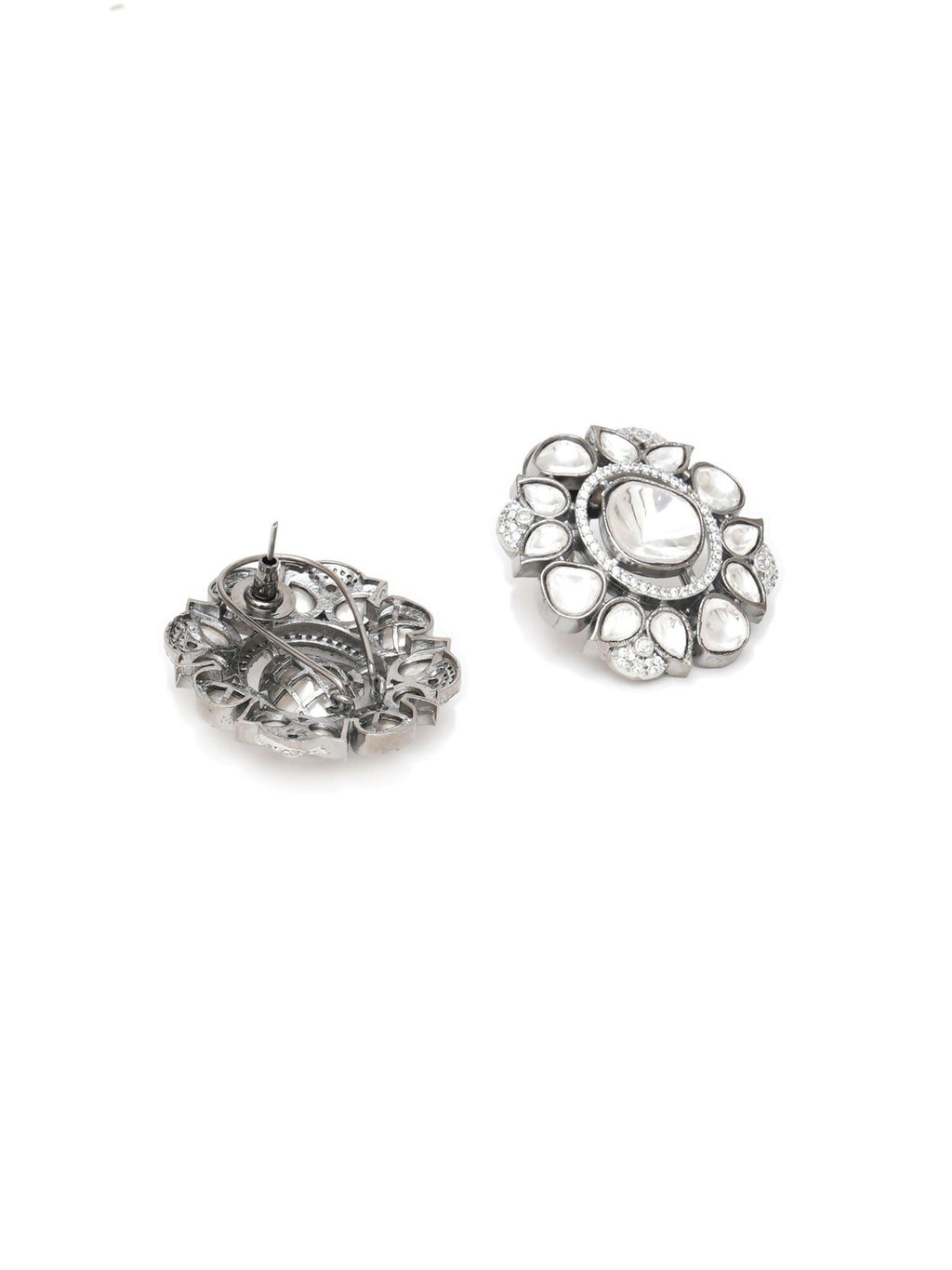 Kundan Earrings (silver) - Ruby Raang | Grocsy