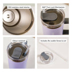 Nestasia Tumbler with Handle Straw & Lid - 1.2L (Purple) | Grocsy