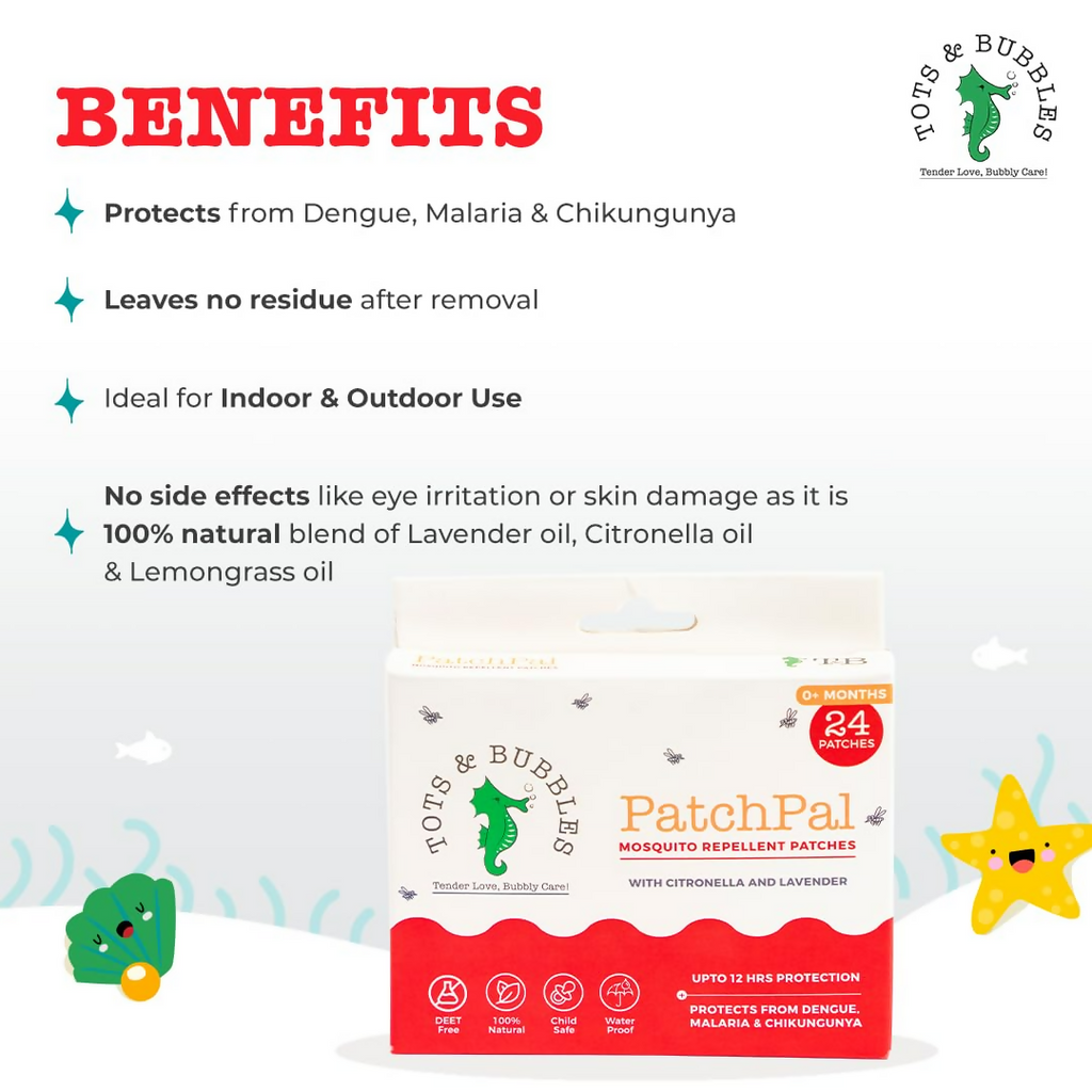 Tots And Bubbles Patchpal Natural Mosquito Repellant Patches For Babies | Grocsy