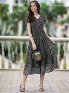 Souchii Black And White Floral Chiffon Maxi Dress For Women – Souchii | Grocsy