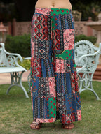 Juniper Women's Rust Thered Embroidered Rayon Kurta Sharara & Voile Dupatta Set | Grocsy
