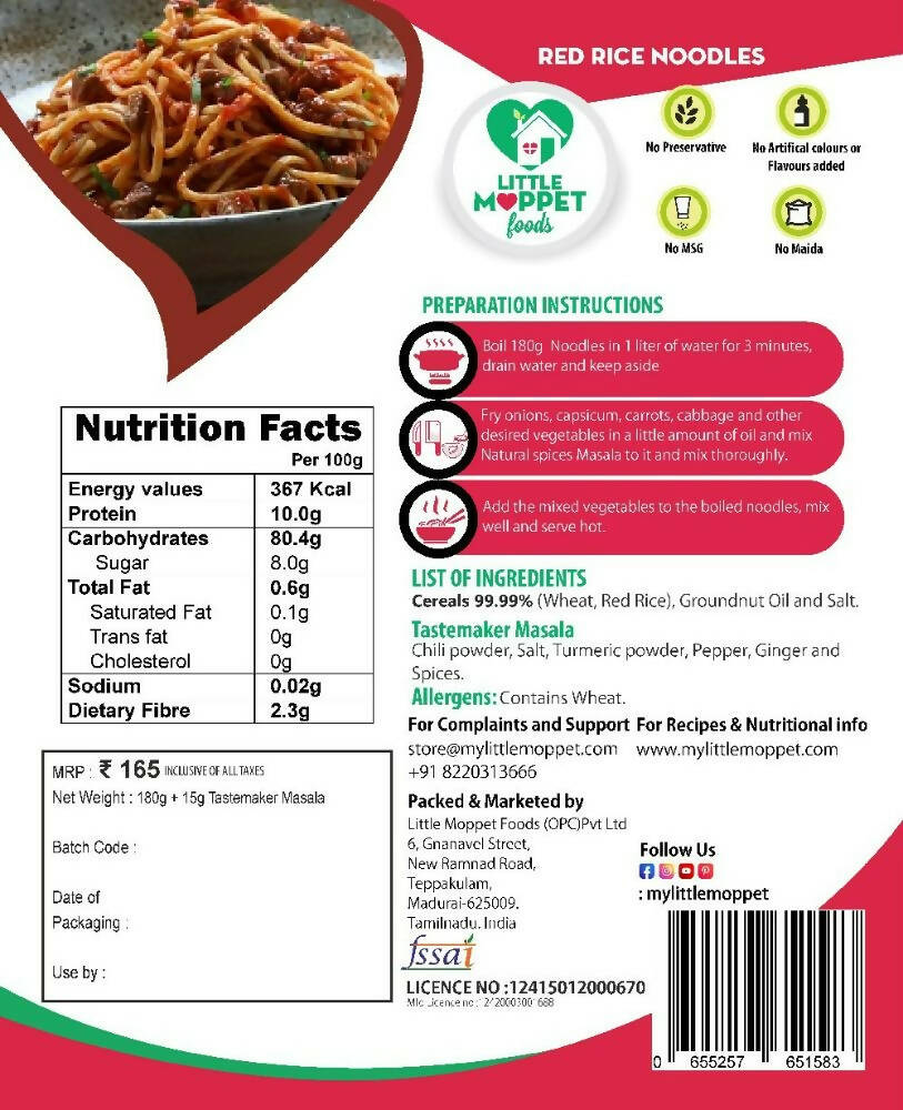 Little Moppet Foods Red Rice Noodles | Grocsy