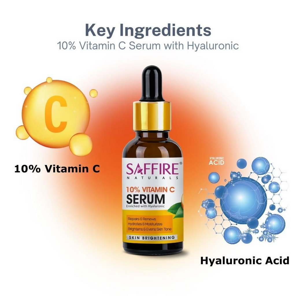 Saffire Naturals 10% Vitamin C Serum Enriched With Hyaluronic | Grocsy