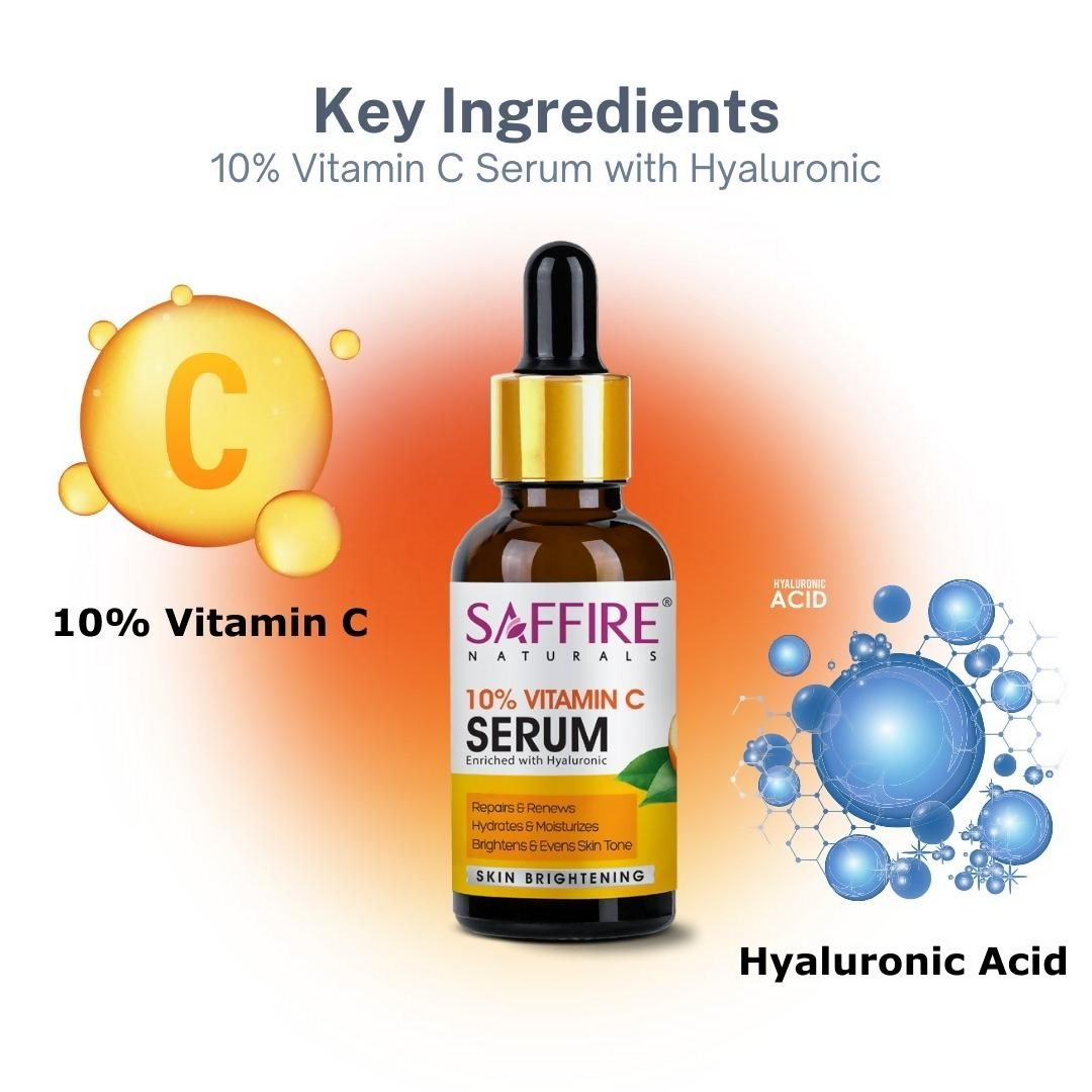 Saffire Naturals 10% Vitamin C Serum Enriched With Hyaluronic | Grocsy