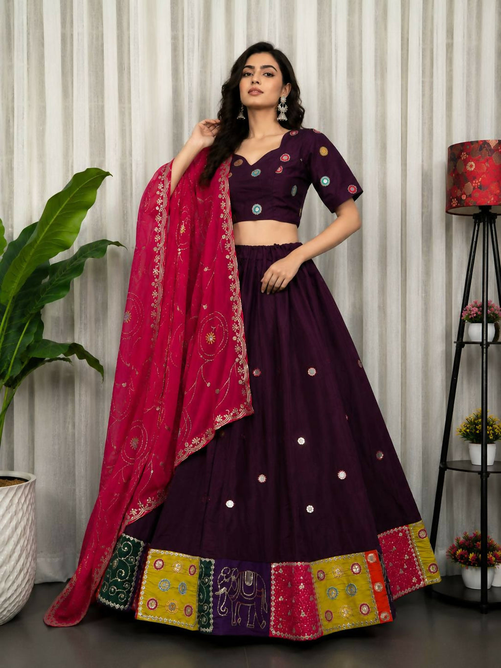 Lehenga Mart Wine Designer Navratri Lehenga Choli for Women | Grocsy